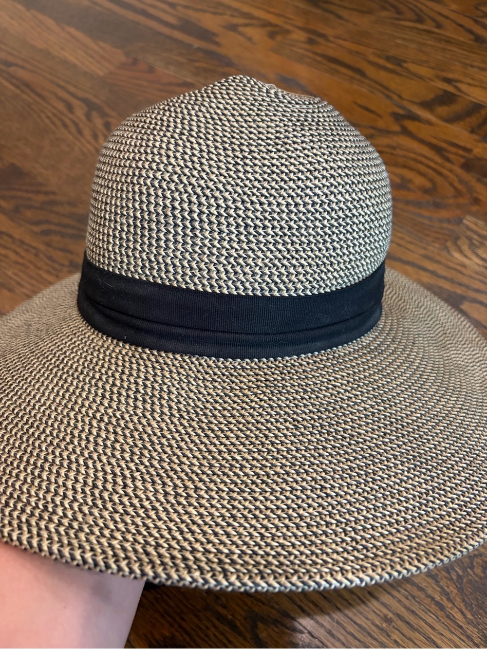 SOLAR ESCAPE Tan & Black Paper Blend Raffia Woven Sun Hat - Picture 3 of 7